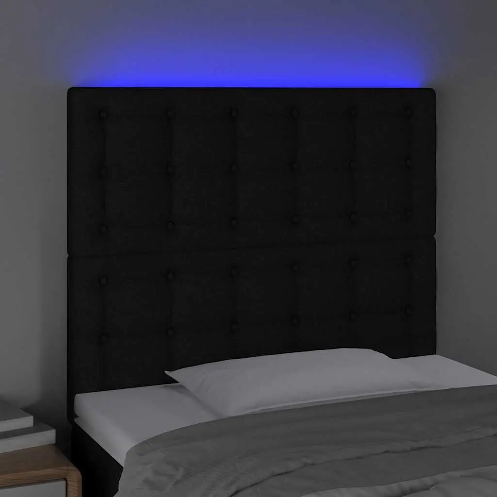 LED Headboard 100cm Black Fabric Adjustable Height Bedroom Bed Back Support