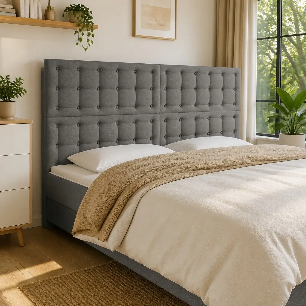 LED Headboard 160cm Dark Grey Fabric