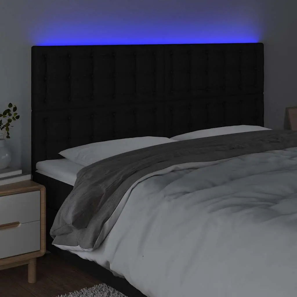 LED Headboard Black 200cm Bedroom Bed Head Rest with Adjustable Height