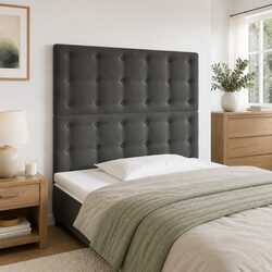 LED Headboard 80cm Grey Velvet Upholstery with USB Lights