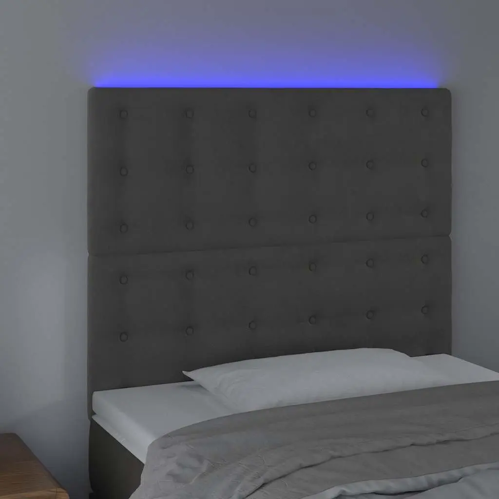 LED Headboard Bedroom 80cm Velvet Modern Furniture Grey