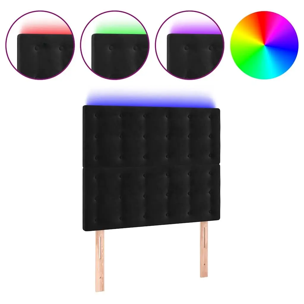 LED Headboard 100cm Black Velvet Adjustable Height Bedroom Wall Panel