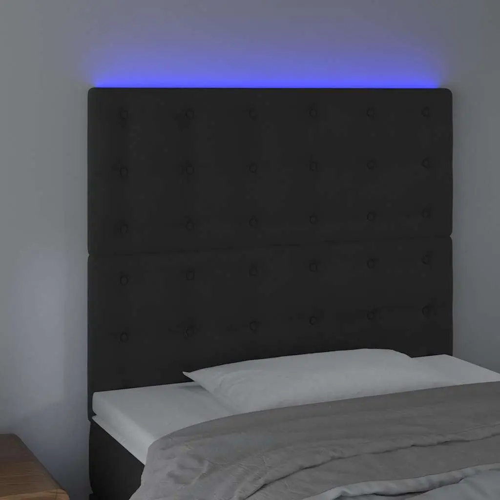 LED Headboard 100cm Black Velvet Adjustable Height Bedroom Wall Panel