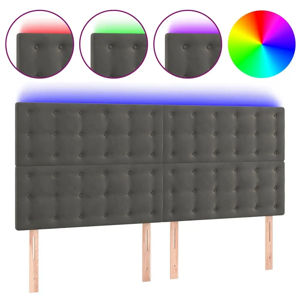 LED Headboard Bedroom 160 cm Grey Velvet