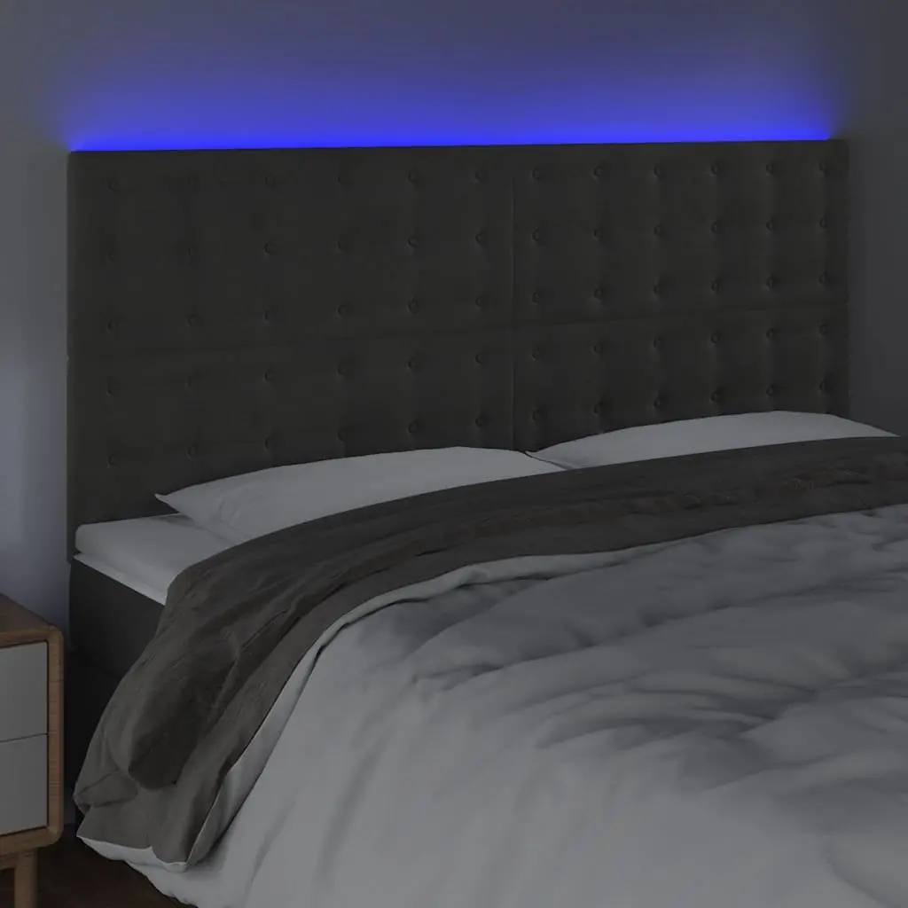 LED Headboard Bedroom 160 cm Grey Velvet