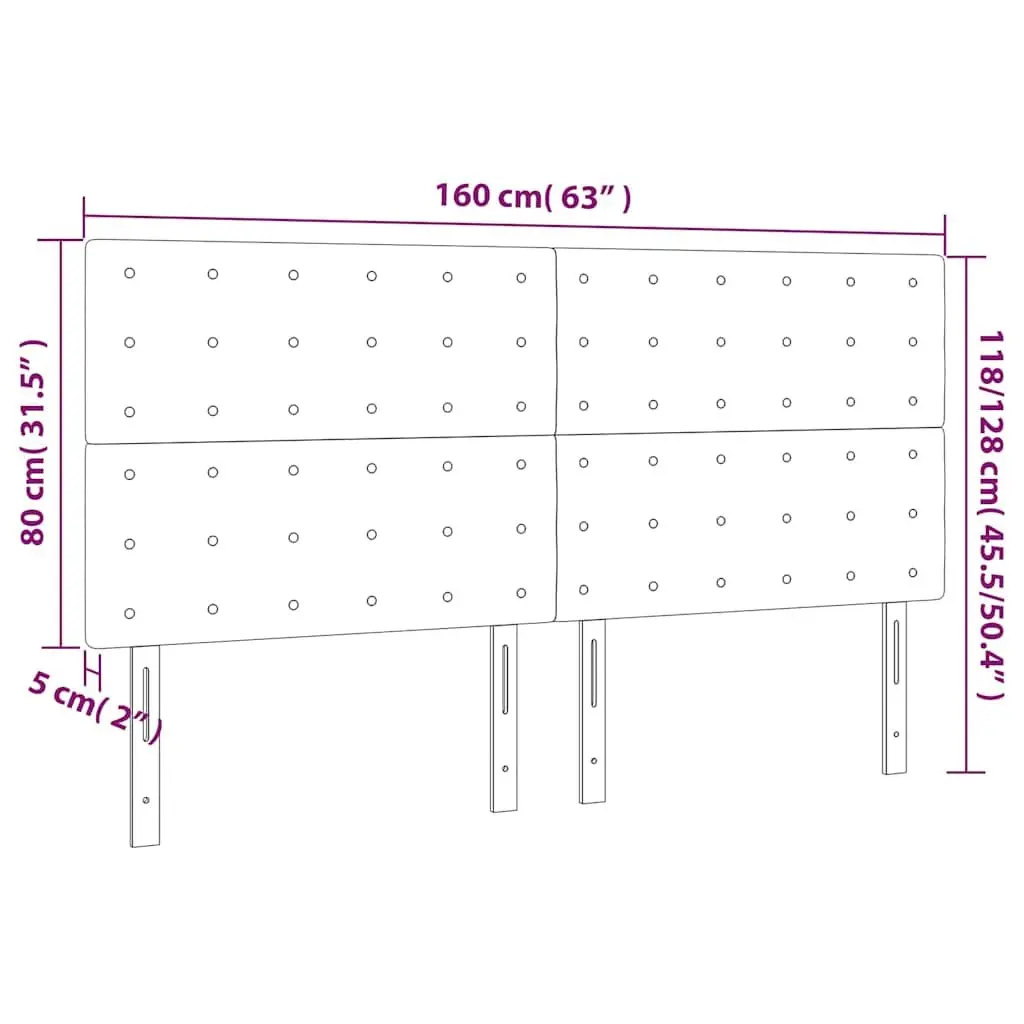 LED Headboard Bedroom 160 cm Grey Velvet