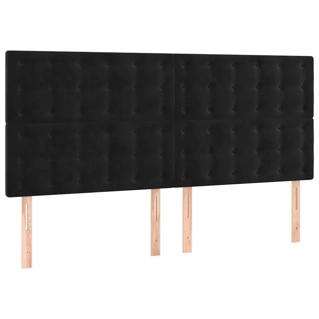 LED Wall Panel Headboard 160 cm Black Velvet Modern Bedroom with Colorful LED Lights