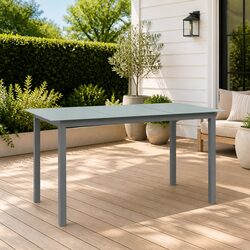 Aluminium Frame Glass Top Garden Dining Table - 150 x 90 cm