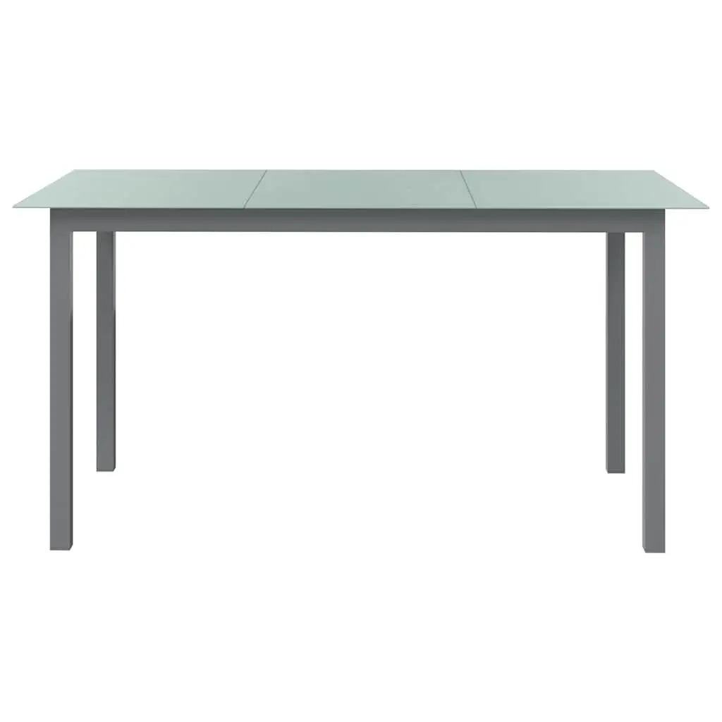Garden Dining Table Grey Outdoor Patio Furniture Aluminium Frame Glass Top