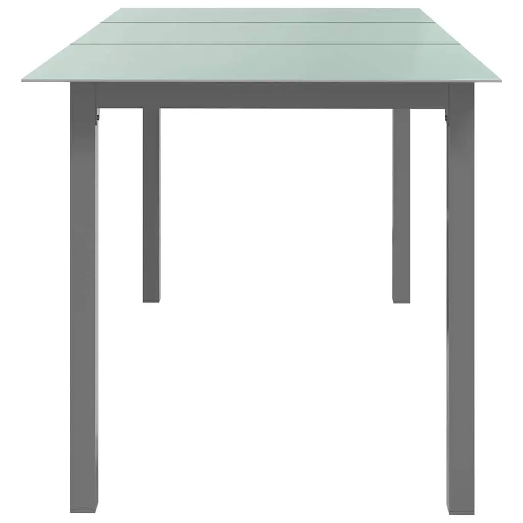 Garden Dining Table Grey Outdoor Patio Furniture Aluminium Frame Glass Top