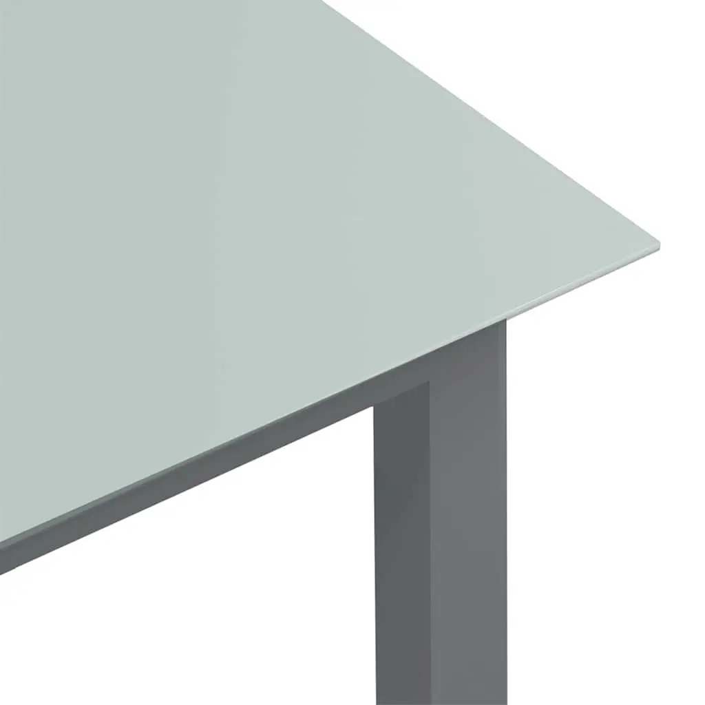 Garden Dining Table Grey Outdoor Patio Furniture Aluminium Frame Glass Top