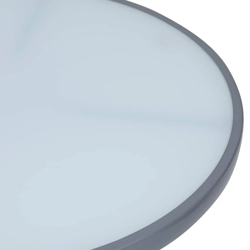 Round Garden Table Outdoor Use 80cm Glass Top Steel Frame Grey