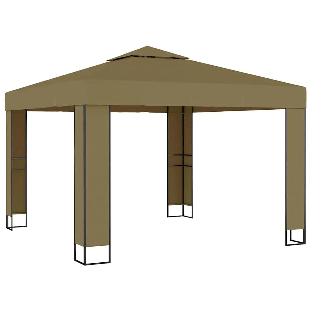 Gazebo Outdoor Garden 3x3x2.7m Double Roof Canopy Shelter Taupe
