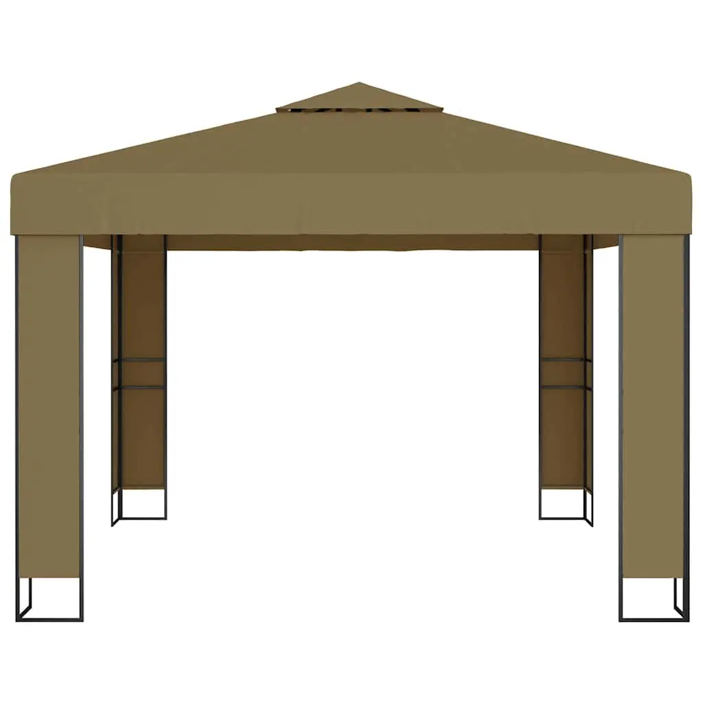Gazebo Outdoor Garden 3x3x2.7m Double Roof Canopy Shelter Taupe
