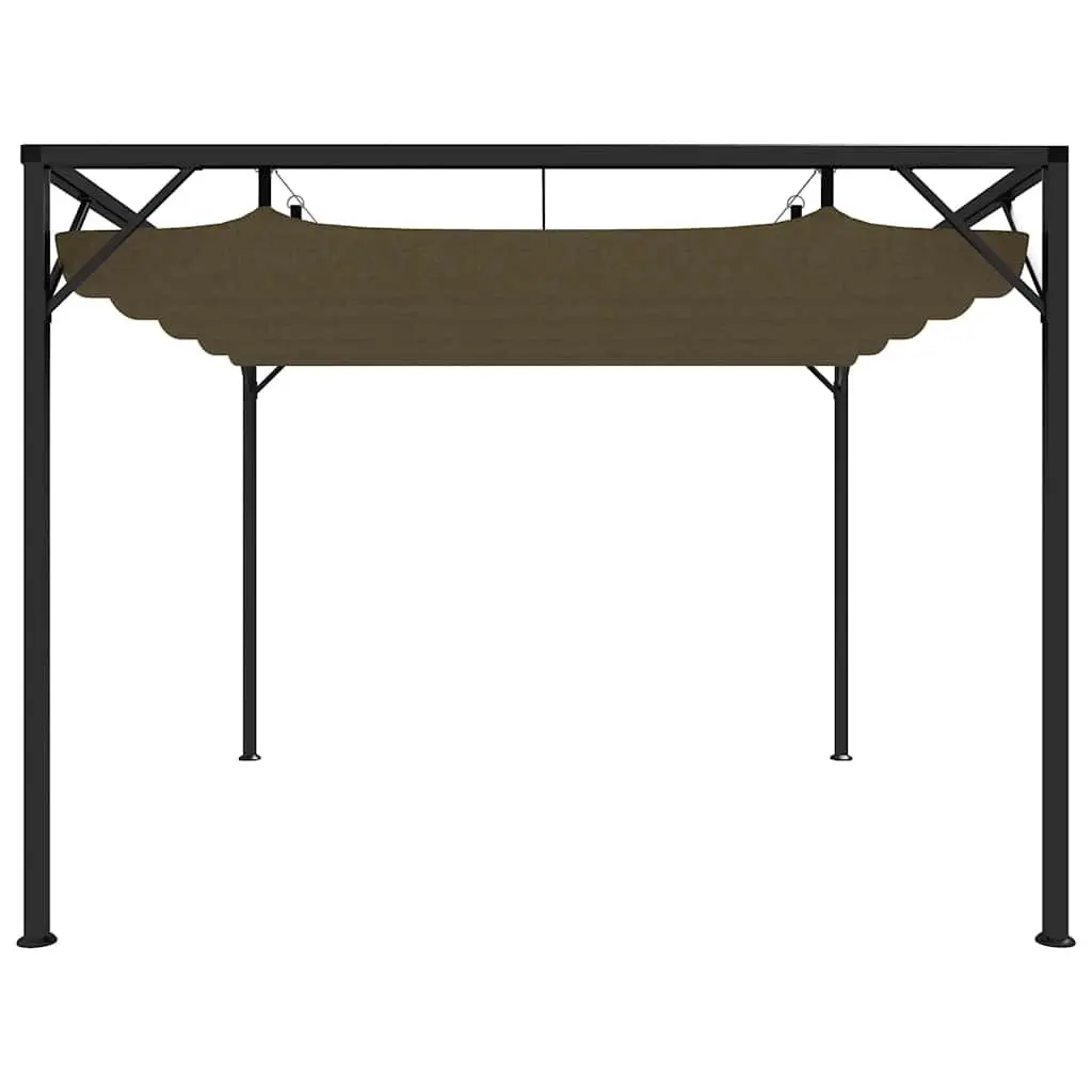 Garden Gazebo 3x3m Retractable Roof Canopy Outdoor Shelter Taupe
