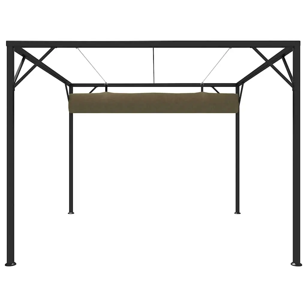 Garden Gazebo 3x3m Retractable Roof Canopy Outdoor Shelter Taupe