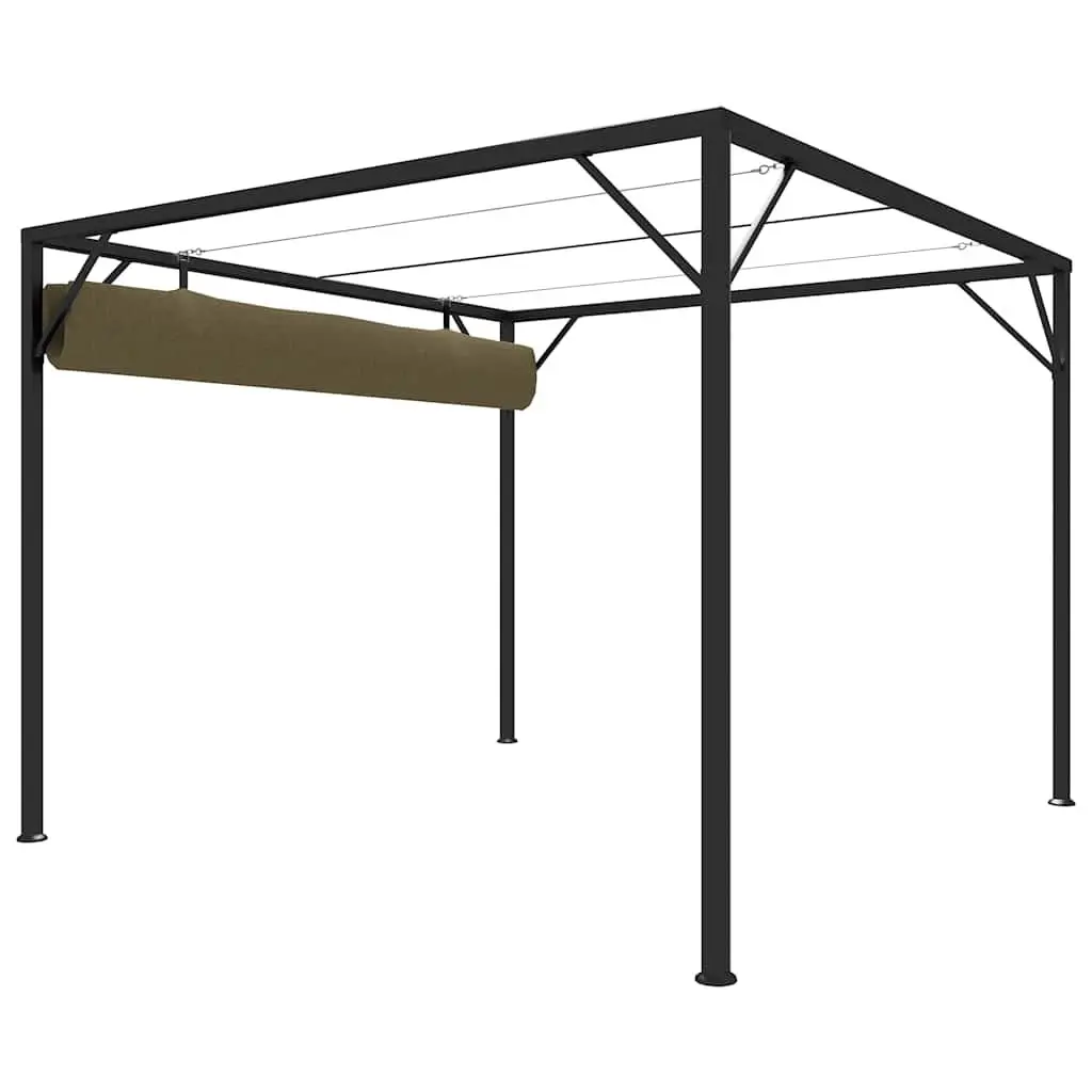 Garden Gazebo 3x3m Retractable Roof Canopy Outdoor Shelter Taupe