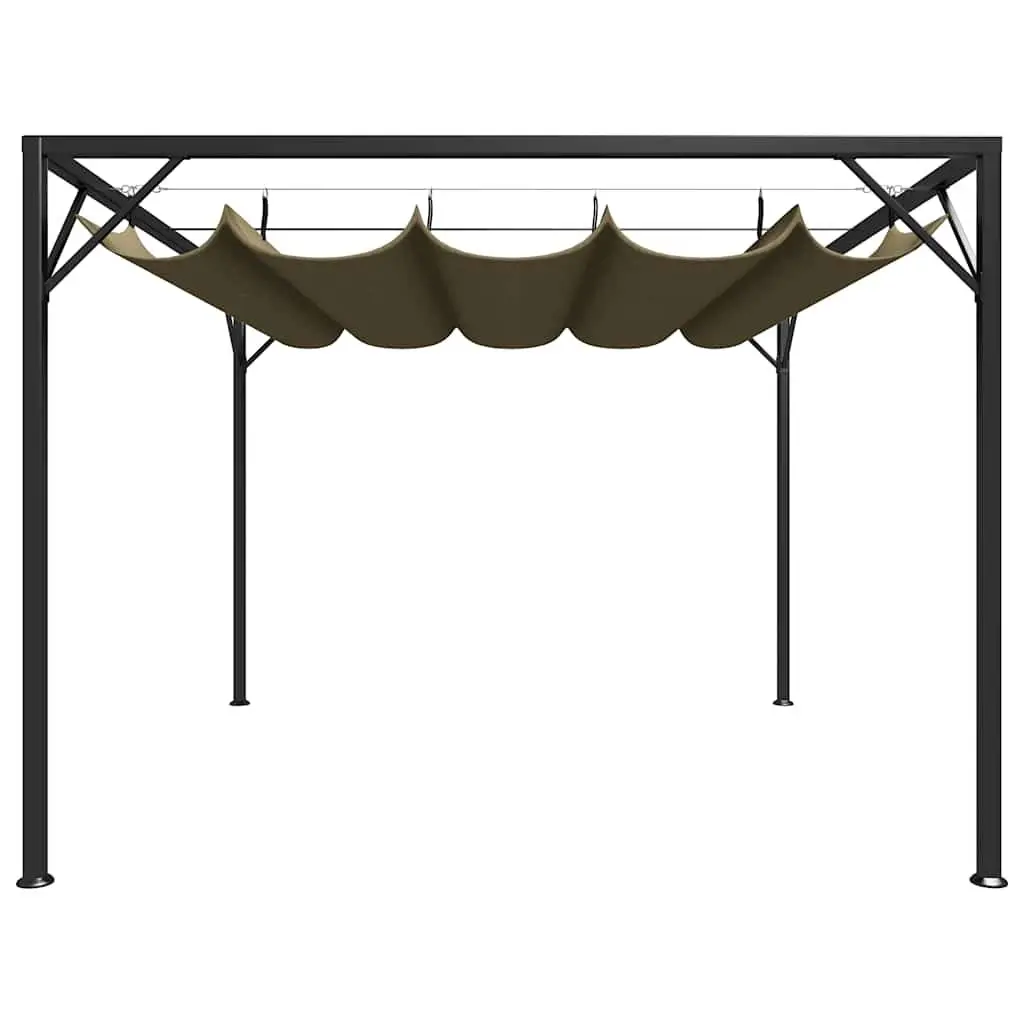 Garden Gazebo 3x3m Retractable Roof Canopy Outdoor Shelter Taupe