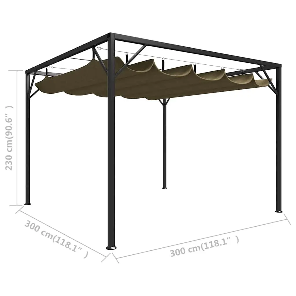 Garden Gazebo 3x3m Retractable Roof Canopy Outdoor Shelter Taupe