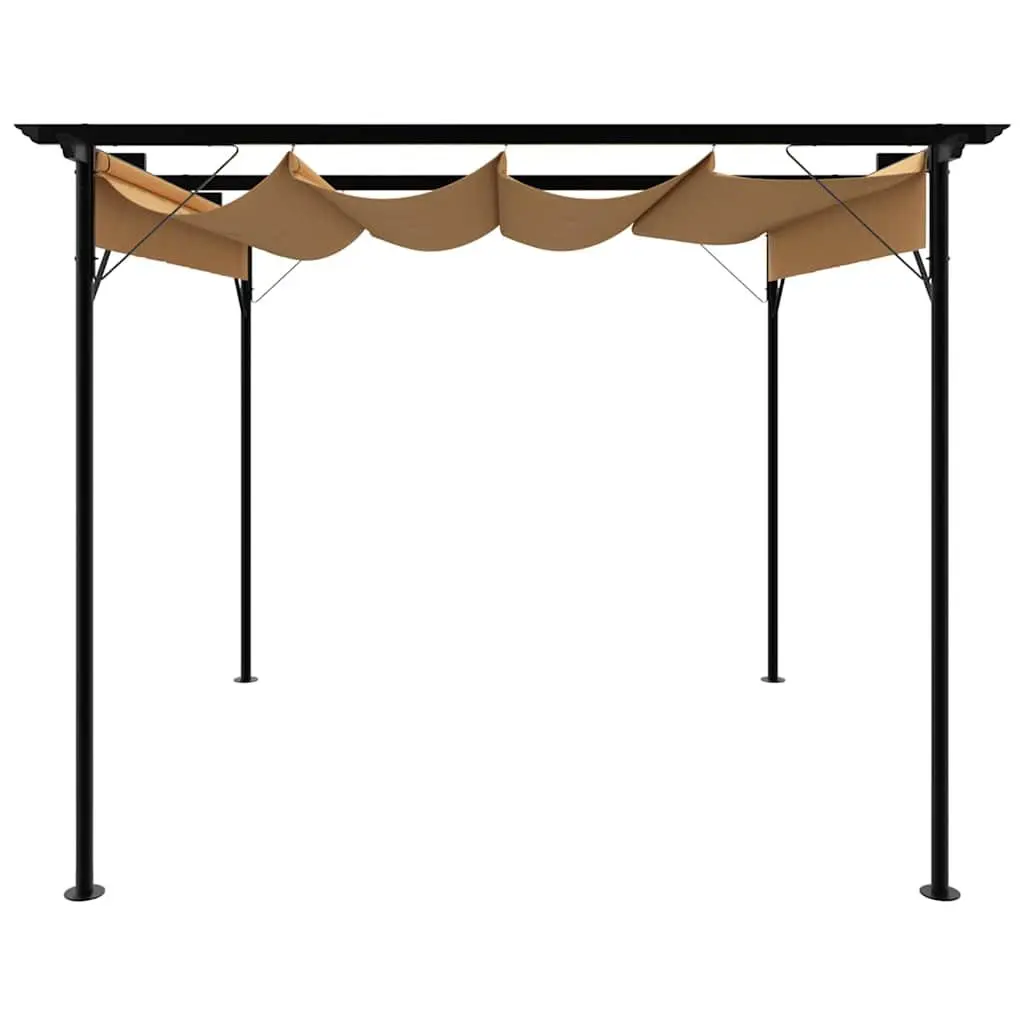 Garden Pergola Outdoor 3x3m Retractable Roof Shade Structure Steel Frame Taupe