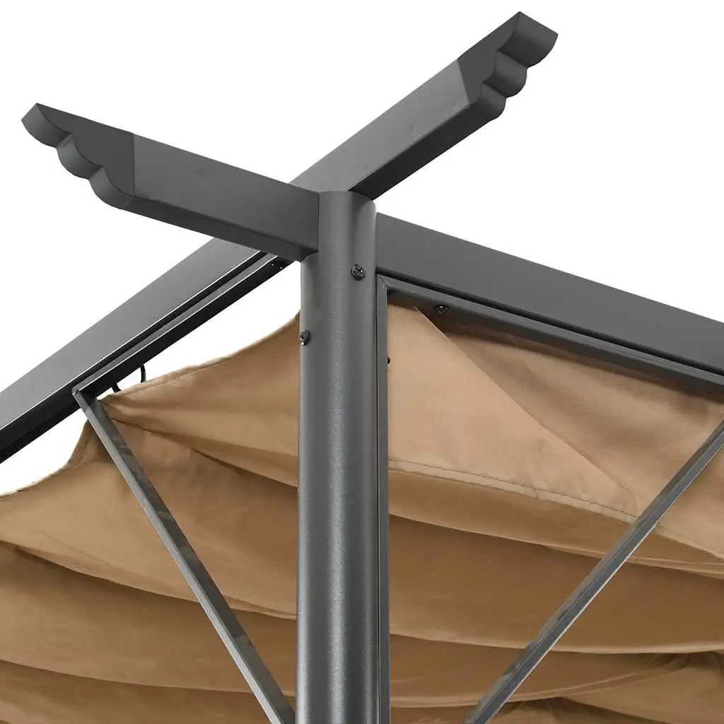 Garden Pergola Outdoor 3x3m Retractable Roof Shade Structure Steel Frame Taupe
