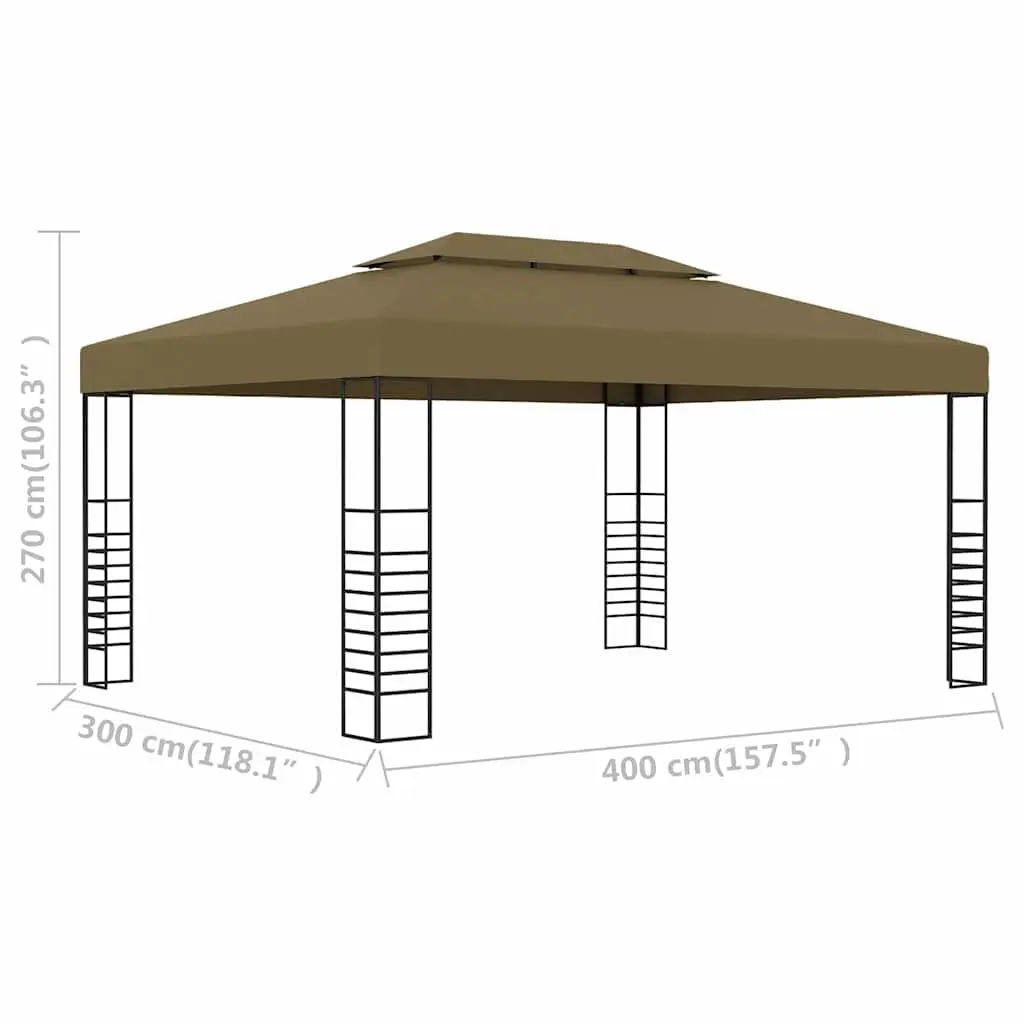 3x4 m Gazebo with Steel Frame and Polyester Roof