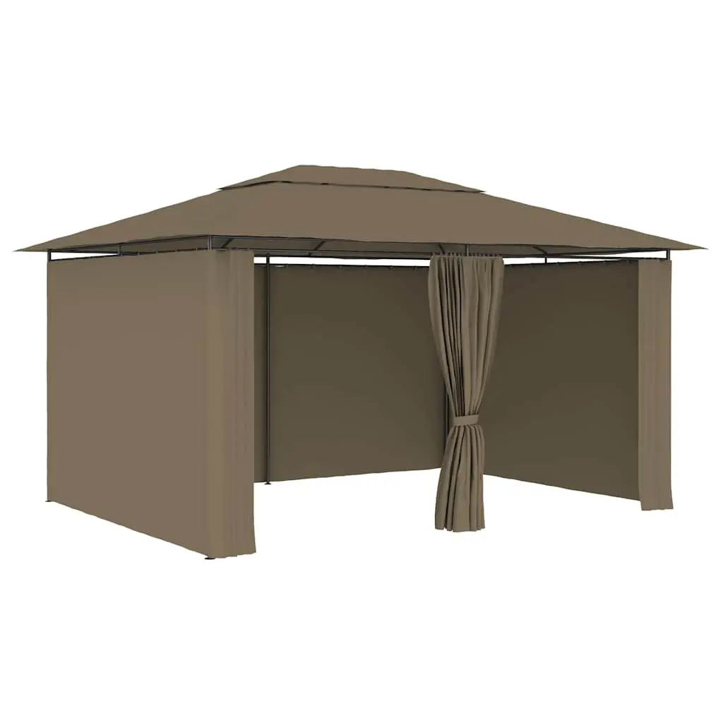 Garden Gazebo Outdoor Canopy Pavilion 4x3m Taupe Vented Roof Curtains