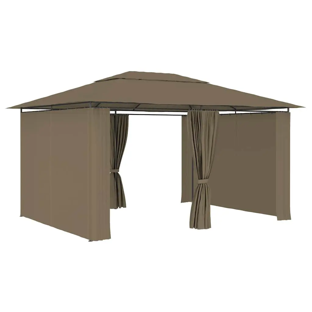 Garden Gazebo Outdoor Canopy Pavilion 4x3m Taupe Vented Roof Curtains