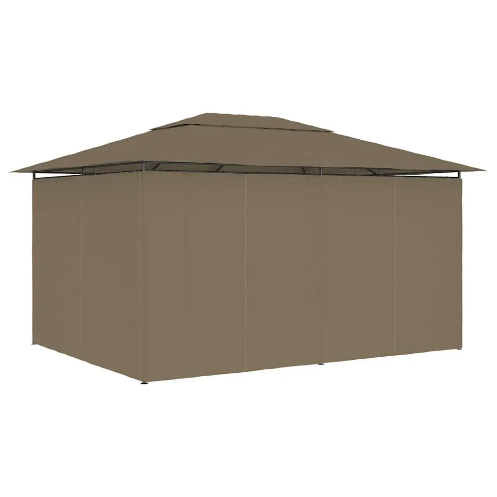 Garden Gazebo Outdoor Canopy Pavilion 4x3m Taupe Vented Roof Curtains