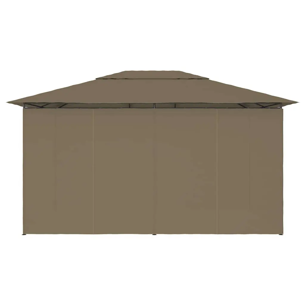 Garden Gazebo Outdoor Canopy Pavilion 4x3m Taupe Vented Roof Curtains