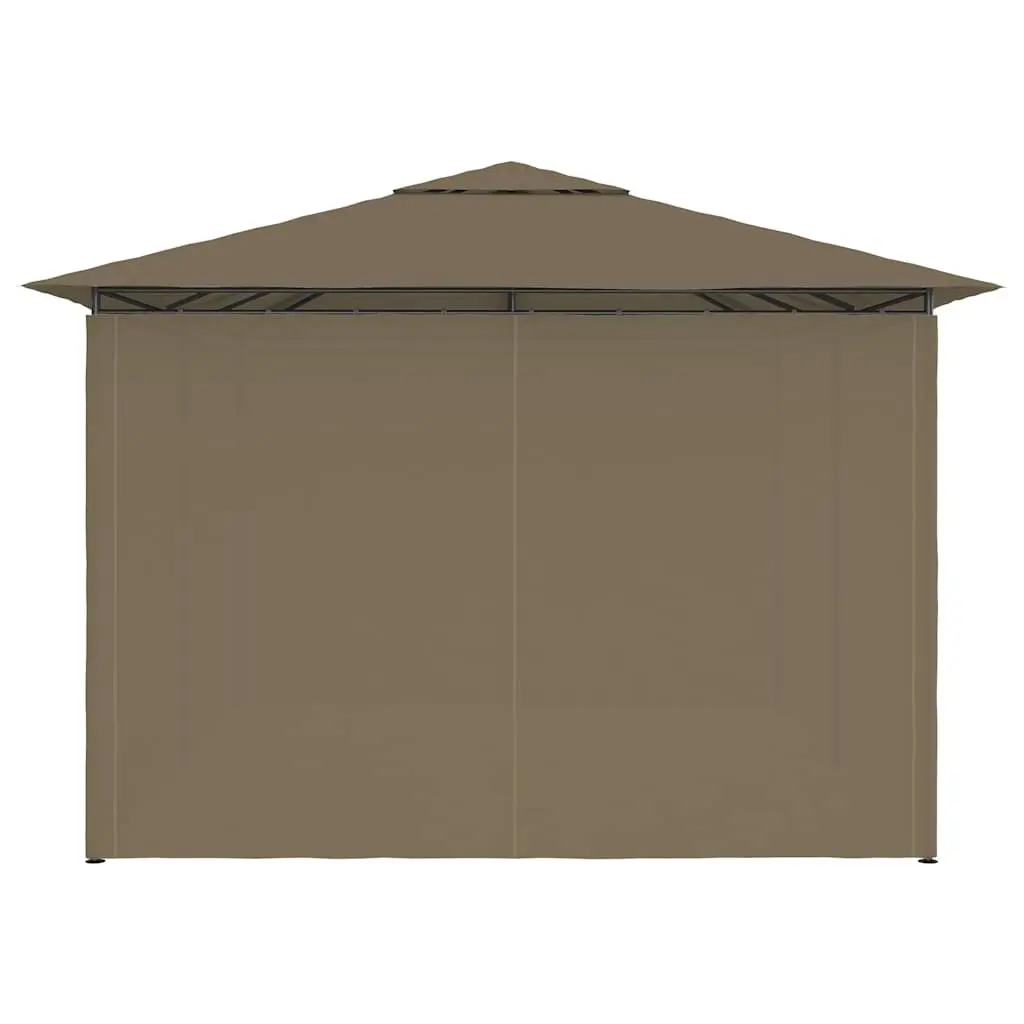 Garden Gazebo Outdoor Canopy Pavilion 4x3m Taupe Vented Roof Curtains
