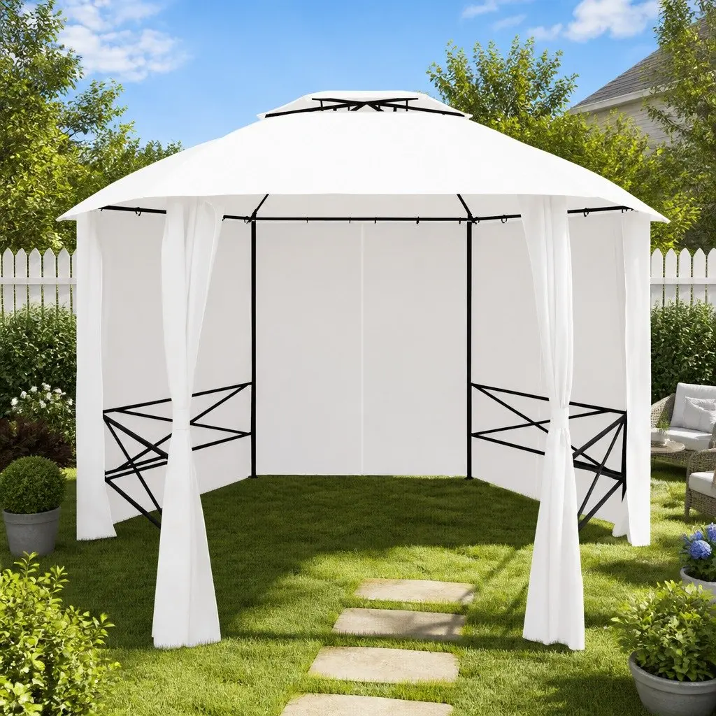 Garden Marquee Gazebo Outdoor Canopy with Curtains 360x312x265cm