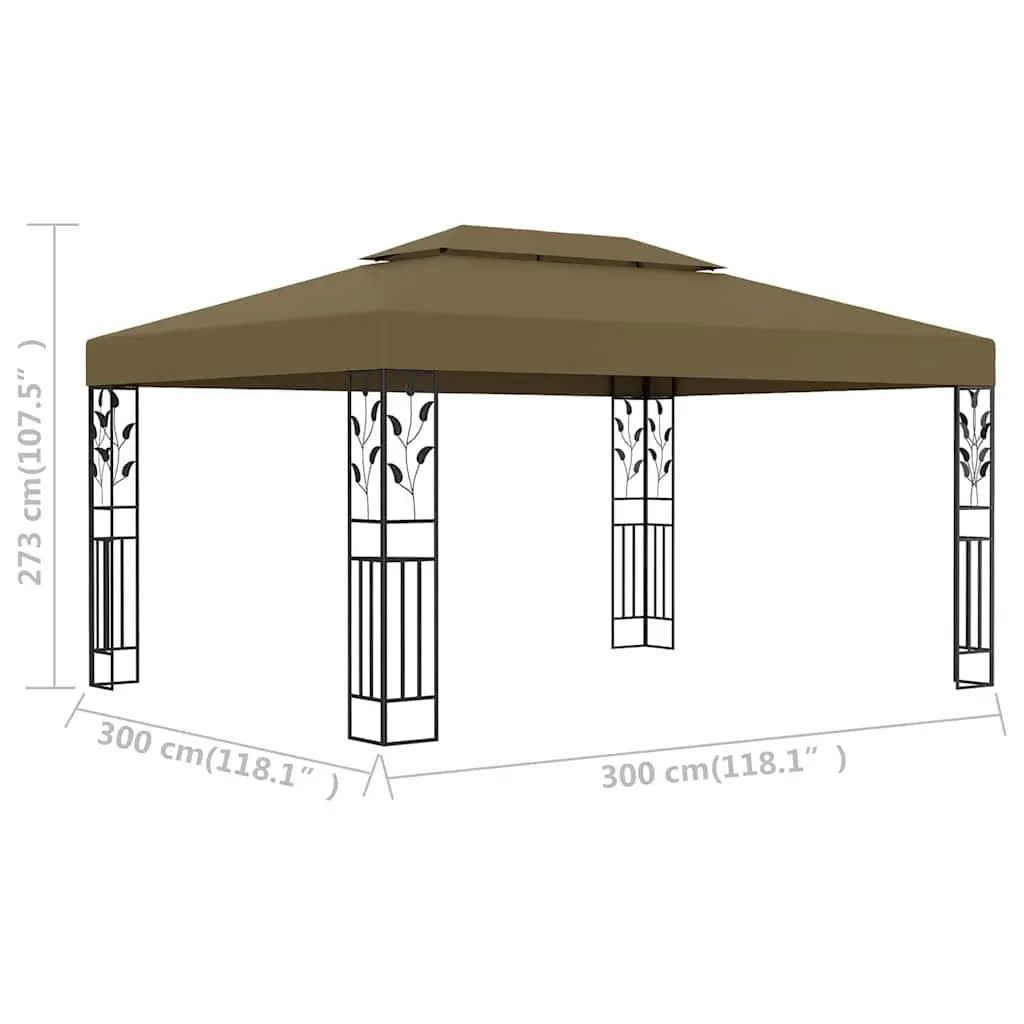 Garden Gazebo Outdoor 3x4m Double Roof Sunshade Taupe Cover