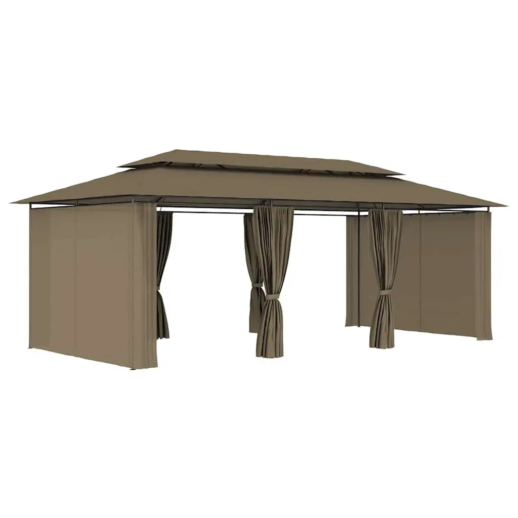 Outdoor Gazebo with Curtains Sunshade Canopy Party Tent Garden Backyard