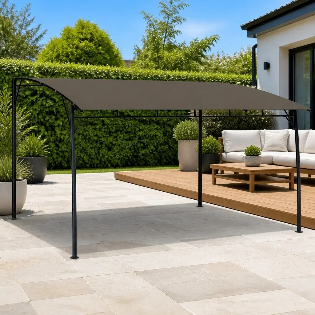 Garden Awning Outdoor Canopy 4x3x2.55m Patio Shelter Taupe