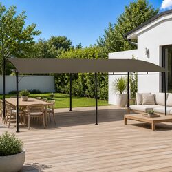 Garden Sunshade Awning Outdoor Shelter Canopy Patio Gazebo Structure Taupe 6x3m