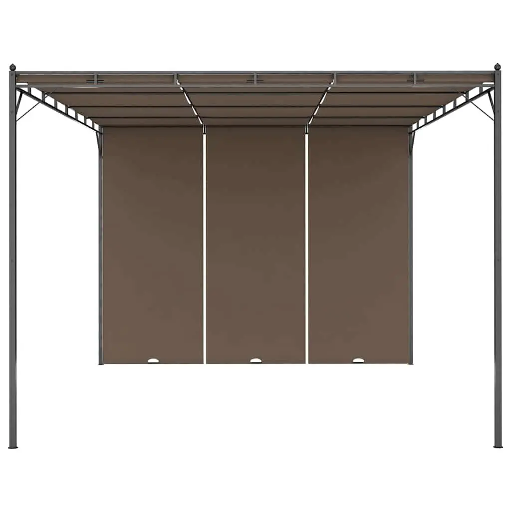 Garden Gazebo Outdoor Shelter 4x3m Steel Frame with Side Curtain Taupe