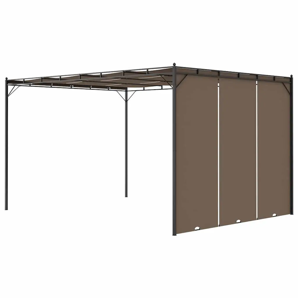 Garden Gazebo Outdoor Shelter 4x3m Steel Frame with Side Curtain Taupe