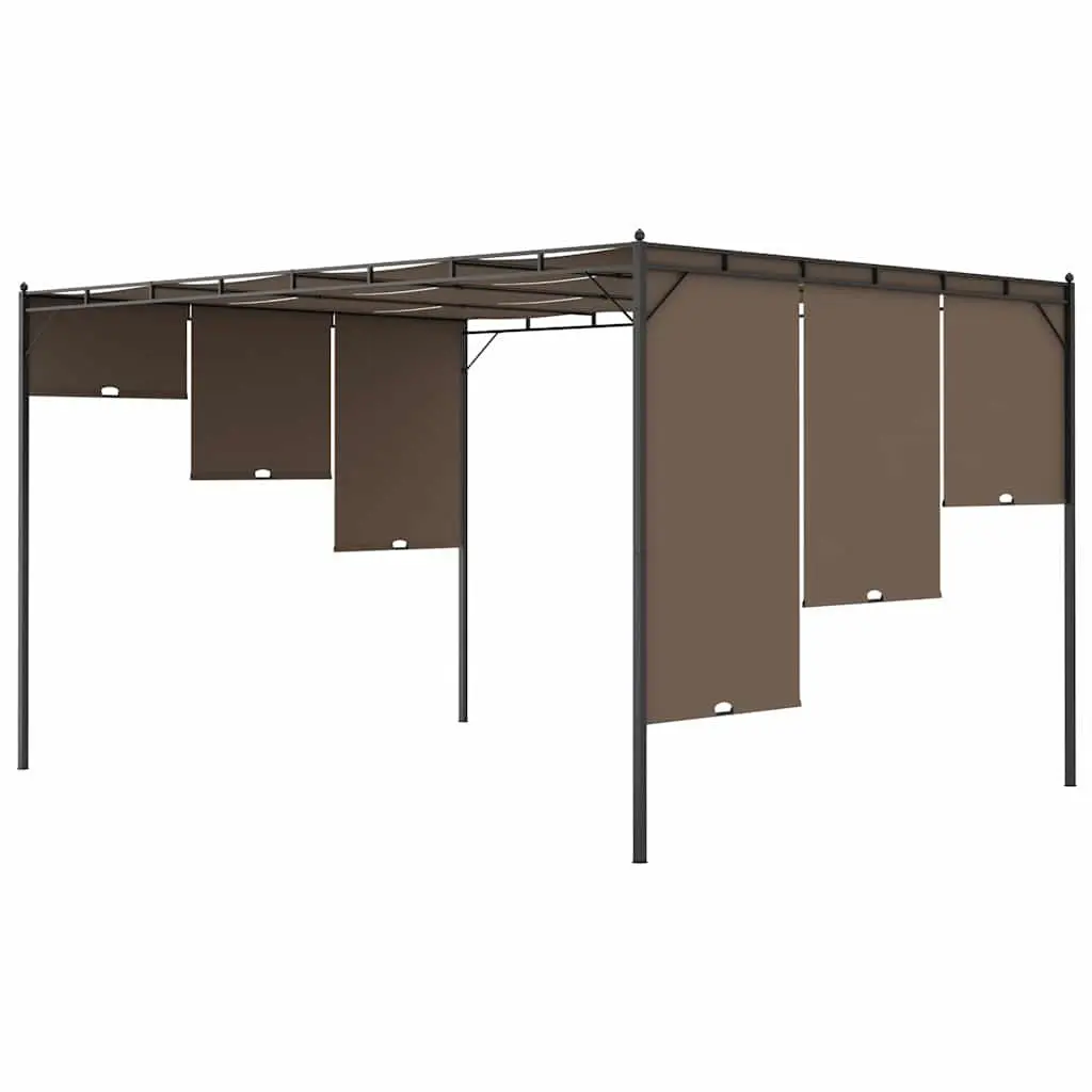 Garden Gazebo Outdoor Shelter 4x3m Steel Frame with Side Curtain Taupe