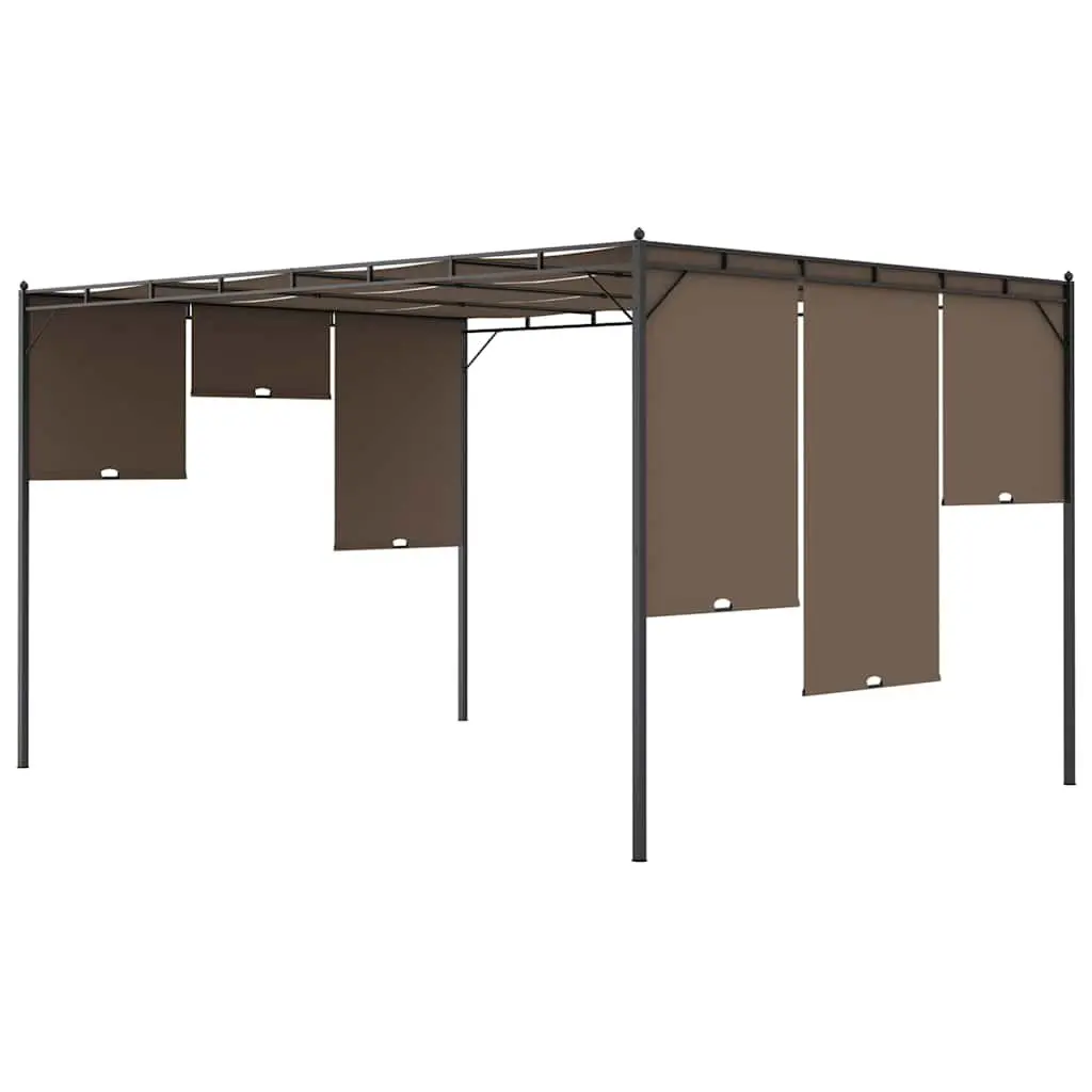 Garden Gazebo Outdoor Shelter 4x3m Steel Frame with Side Curtain Taupe