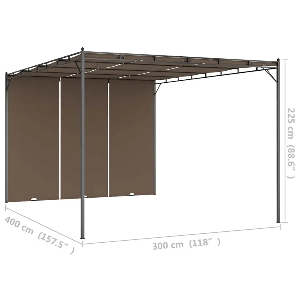 Garden Gazebo Outdoor Shelter 4x3m Steel Frame with Side Curtain Taupe