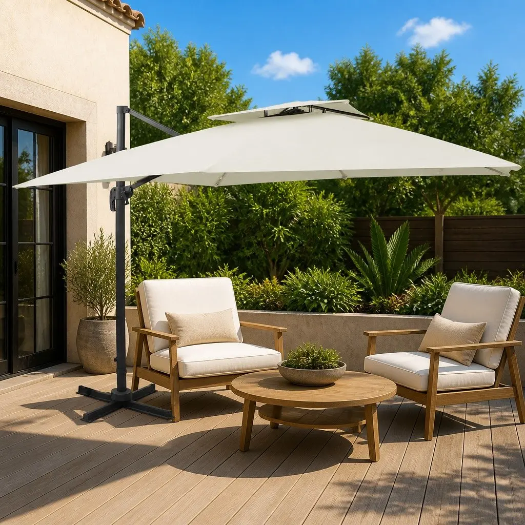 Cantilever Garden Parasol Outdoor Shade Umbrella 300x300cm