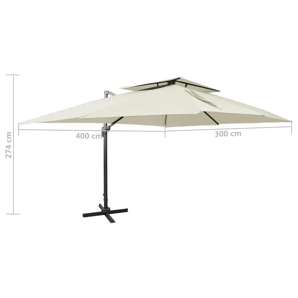 Cantilever Garden Parasol Outdoor Shade Umbrella Double Top 400 x 300 cm