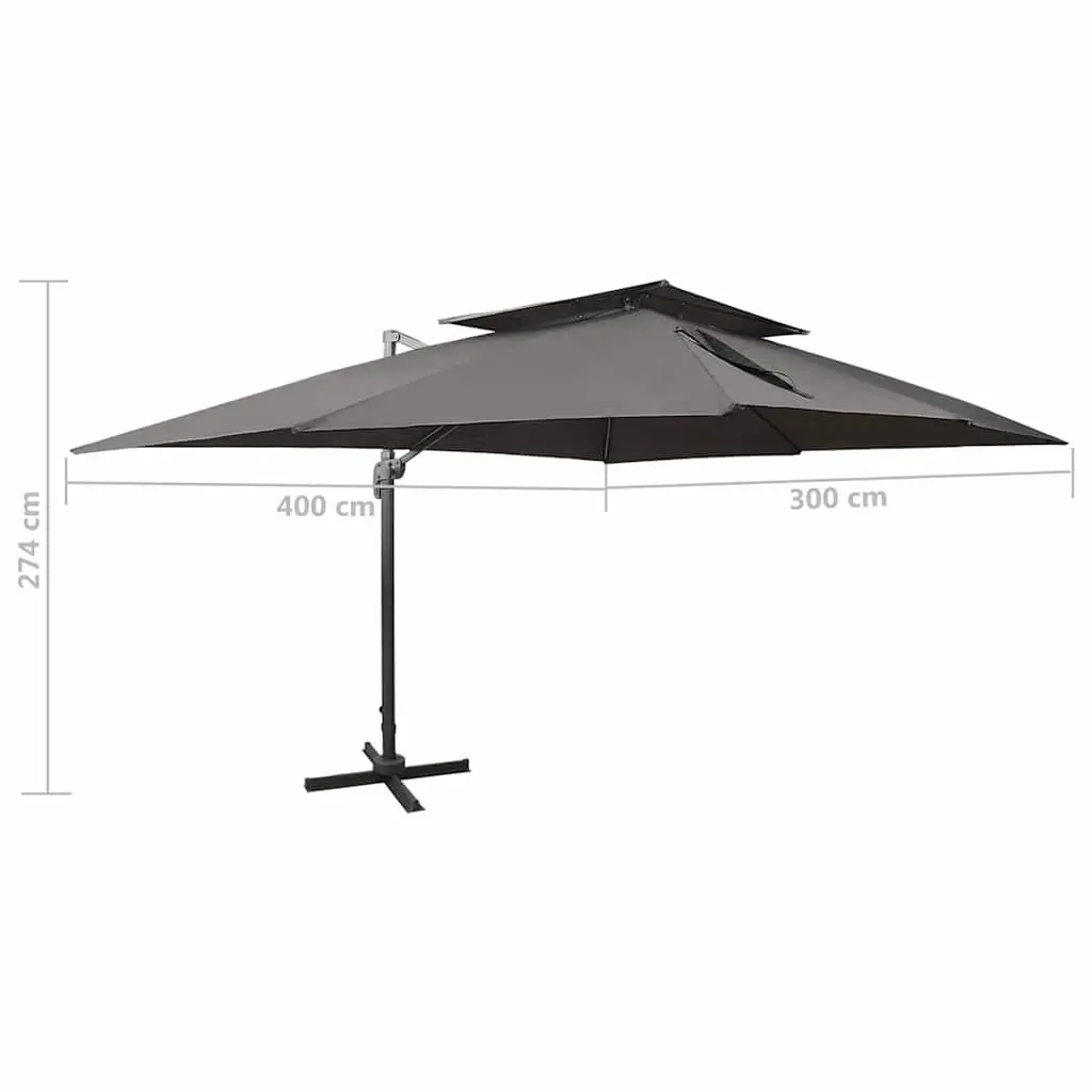 Cantilever Garden Parasol Double Top Anthracite Outdoor Sunshade Umbrella