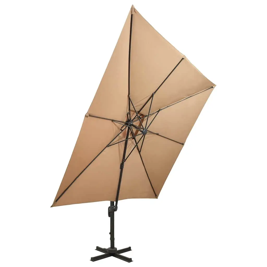 Garden Parasol 300x300 cm Taupe Double Top for Outdoor Use with Crank Mechanism