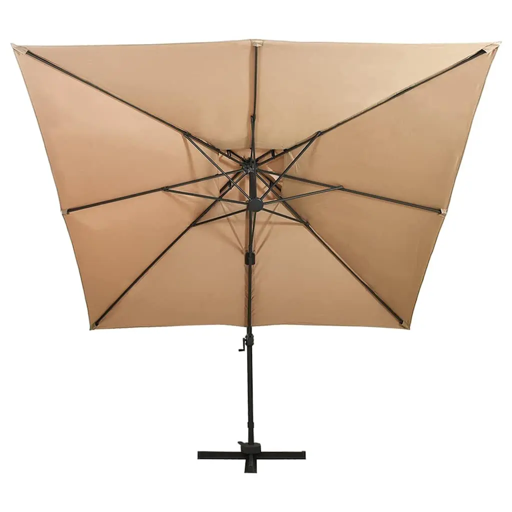 Garden Parasol 300x300 cm Taupe Double Top for Outdoor Use with Crank Mechanism