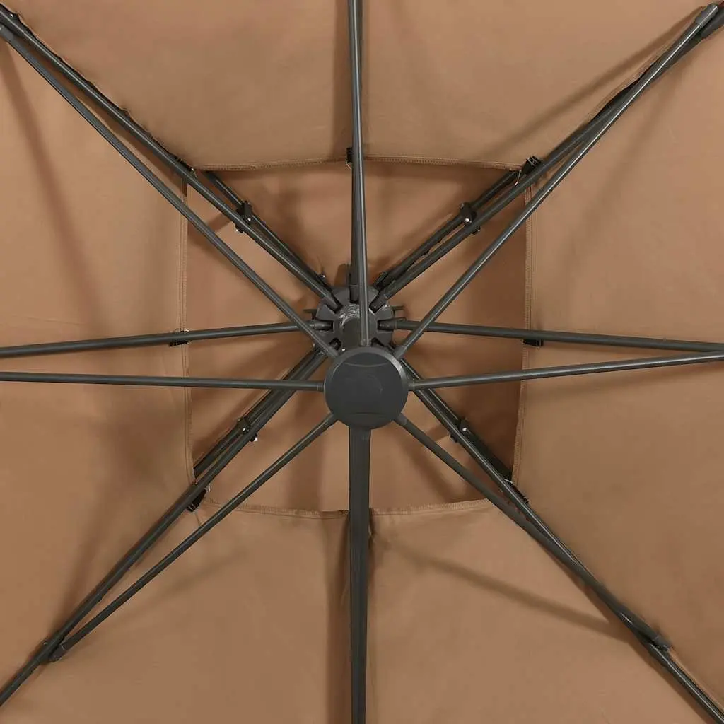 Garden Parasol 300x300 cm Taupe Double Top for Outdoor Use with Crank Mechanism
