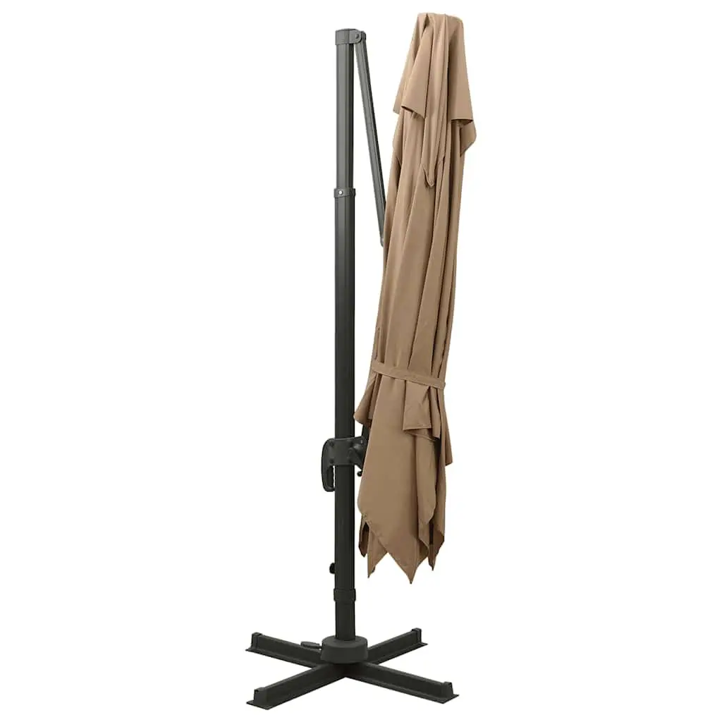 Garden Parasol 300x300 cm Taupe Double Top for Outdoor Use with Crank Mechanism