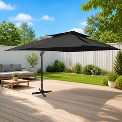 Cantilever Parasol 400x300cm - Black, Aluminium and Polyester