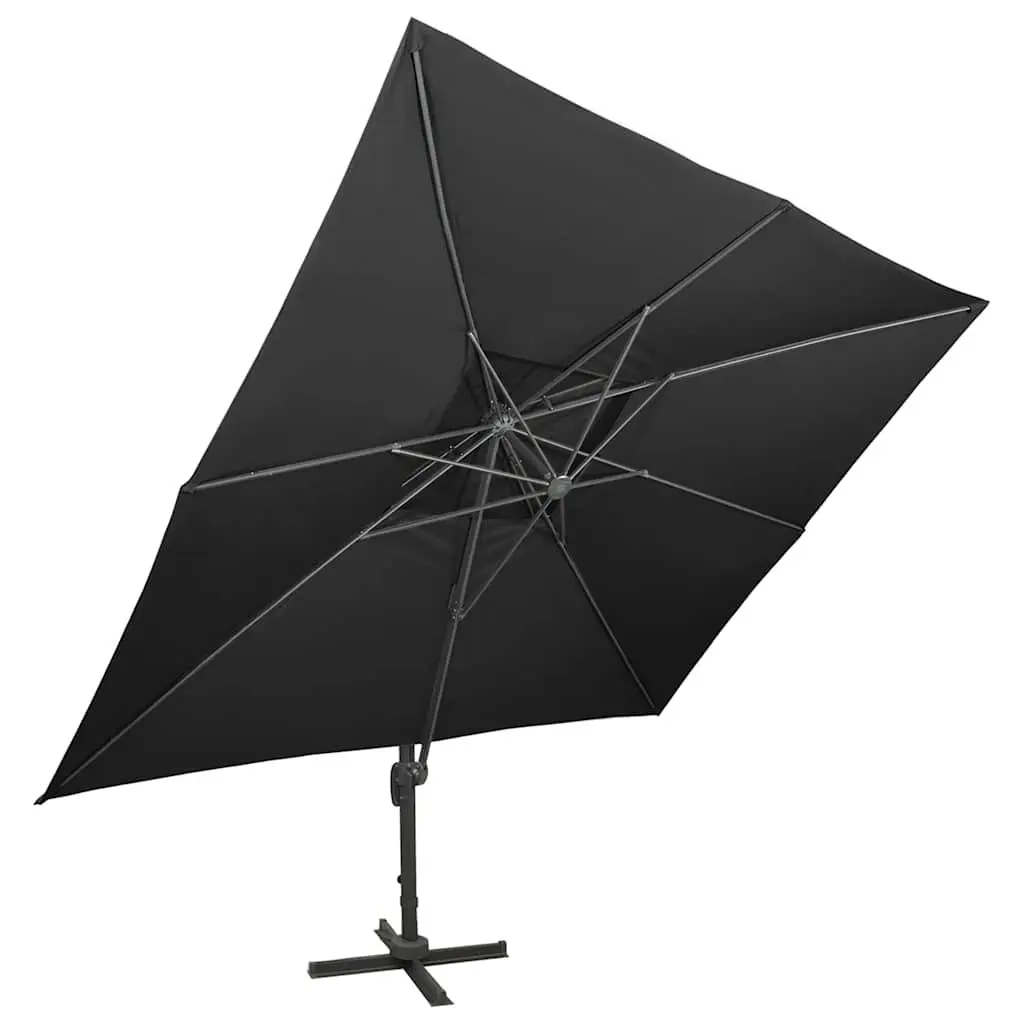 Cantilever Garden Parasol Outdoor Shade Double Top 400x300cm Black